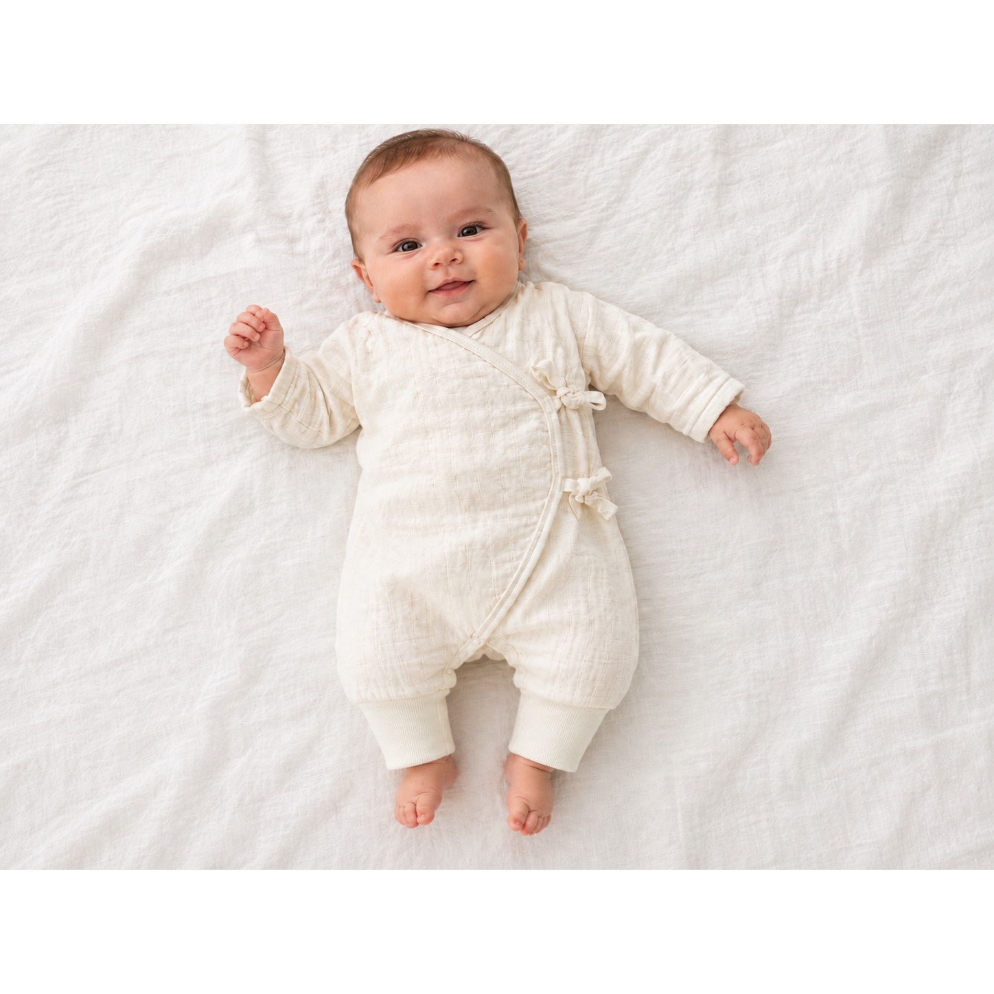 Under The Nile Organic Cotton Baby Kimono Romper 36 Months Cream Never Worn — image 6 of 8